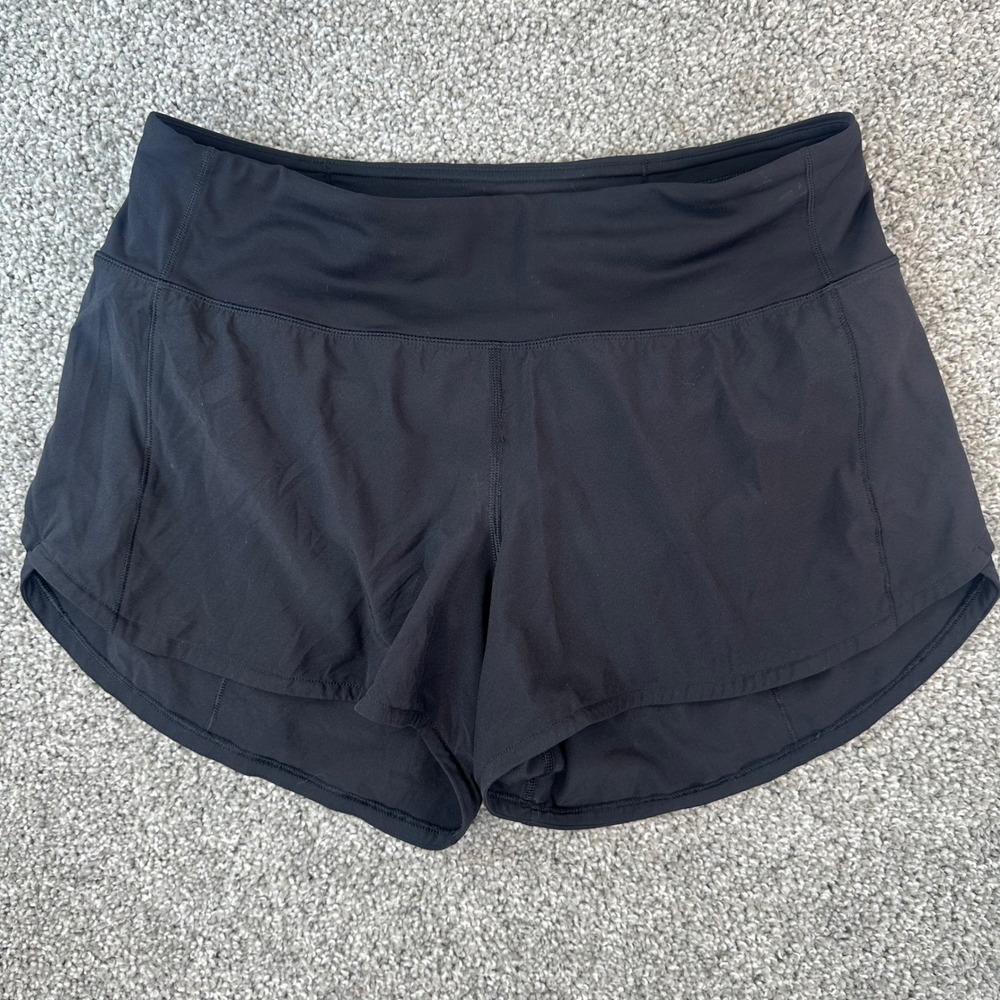 Lululemon Speed Up Shorts Size 8 High-Rise Lined 4" Black Running Gym